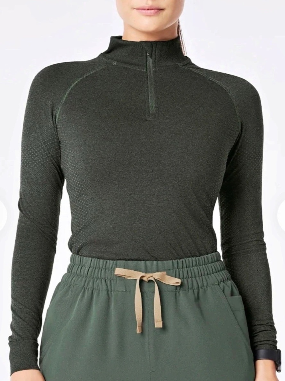FIGS Salta XS Seamless 1/4 Zip Long-Sleeve Underscrub Black